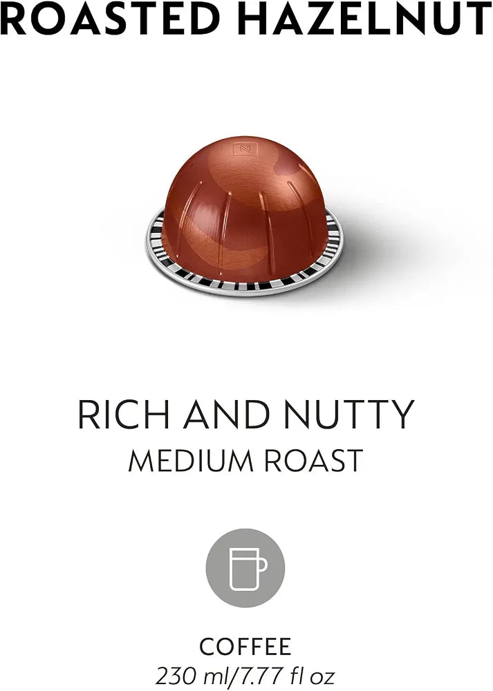 Nespresso Vertuo, Roasted Hazelnut, Medium Roast, 30-Count Coffee Pods
