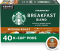 Starbucks K-Cup Coffee Pods, Breakfast Blend Medium Roast, 40 Count