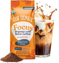 Four Sigmatic Organic Cold Brew Coffee Grounds | Dark Roast, Coarse Grounds with Lion's Mane and Chaga | Cold Brew Mushroom Coffee for Crash-Free Focus | 12 oz Bag