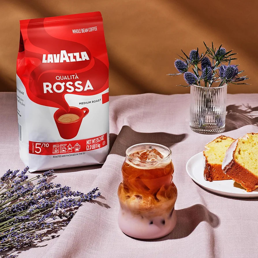 Lavazza Qualità Rossa Whole Bean Coffee, Medium Roast, Arabica and Robusta Blend, 2.2 lb Bag (Pack of 1)